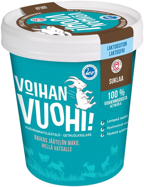 Voihan Vuohi! Vuohenmaitojäätelö, Suklaa 500 ml, laktoositon, gluteeniton