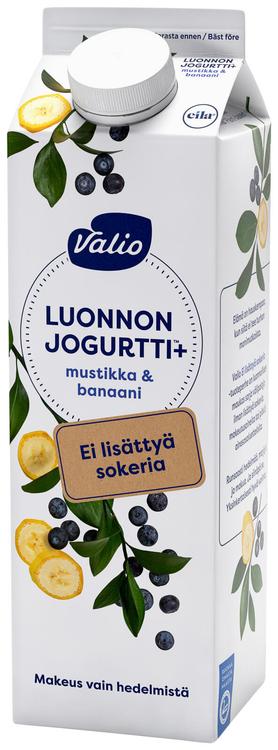 Valio Luonnonjogurtti+™ mustikka & banaani 1 kg ei lisättyä sokeria, laktoositon