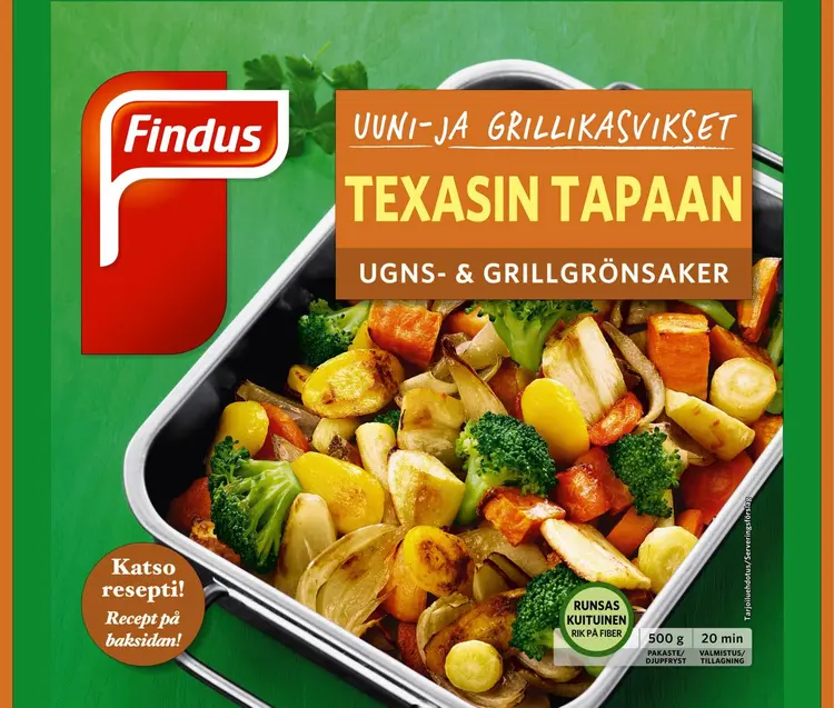 Findus Uuni- & grillikasvikset Texas style 500g, pakaste