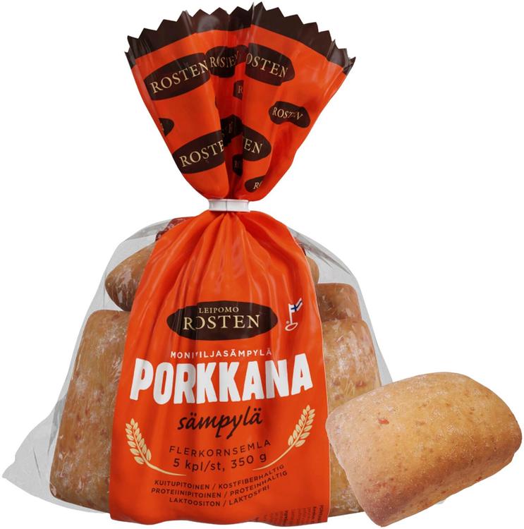 Rosten Porkkanasämpylä 5kpl 350g moniviljasämpylä