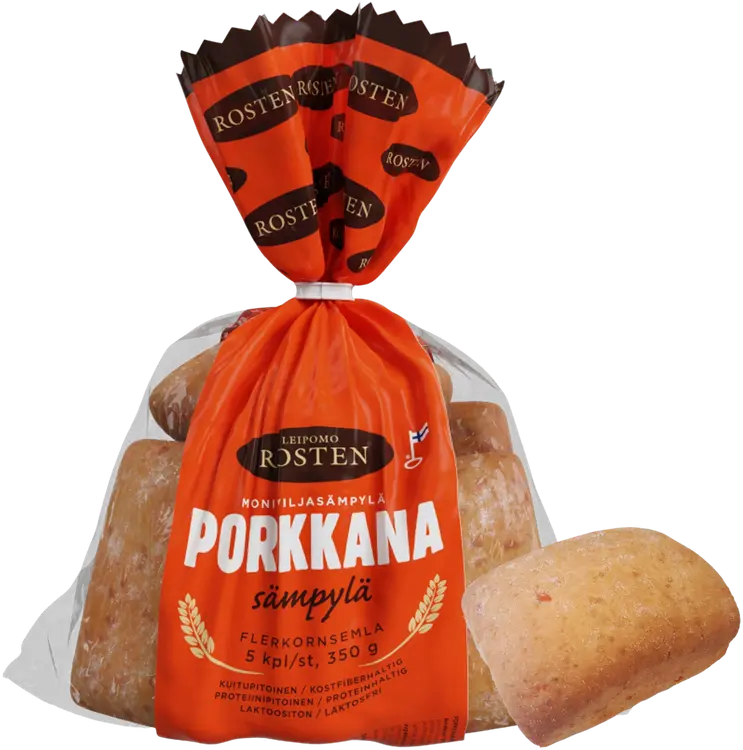 Leipomo Rosten Porkkanasämpylä 5kpl 350g moniviljasämpylä