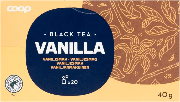 Coop musta tee vanilja 40 g 20 pss