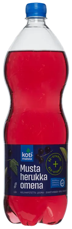 Kotimaista mustaherukka-omena B6 + B12 hiilihapotettu juoma 1,5l