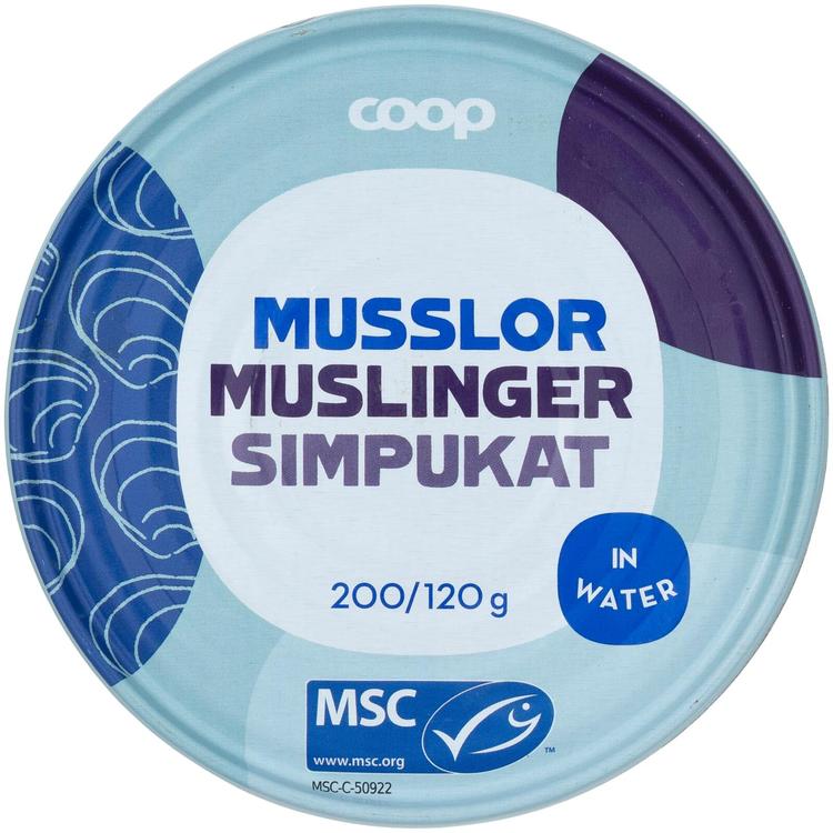 Coop sinisimpukat vedessä MSC 200/120 g