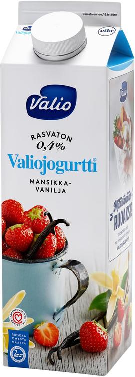 Valiojogurtti® 1 kg rasvaton mansikka-vanilja laktoositon