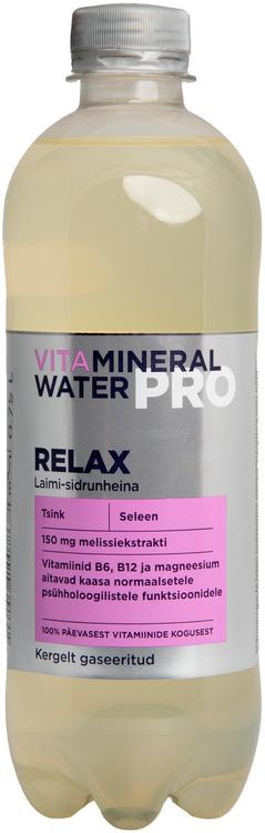 Vitamineral Water PRO Relax laimi-sidrunheinamaitseline mineraliseeritud vitamiinidega jook 500 ml