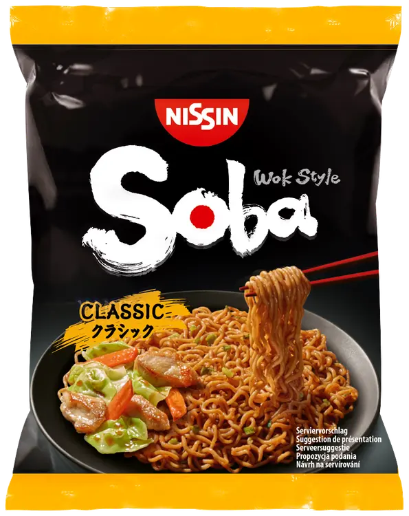 Nissin 109g Soba Bag Classic vehnäpikanuudeli Yakisoba maustekastikkeella