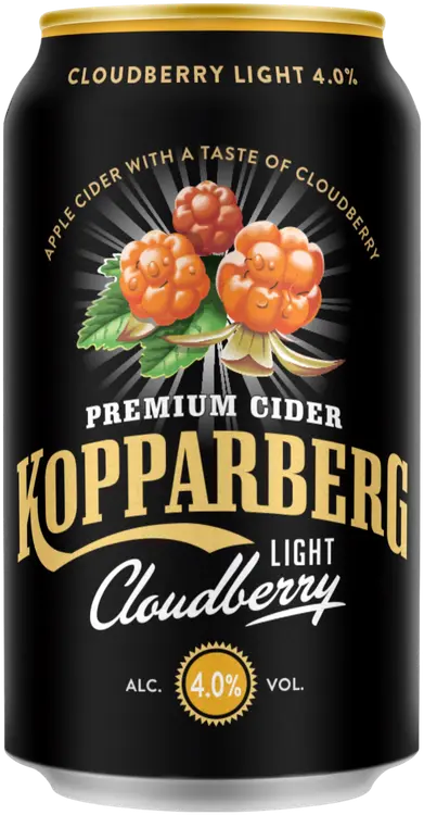 Premium Cider Kopparberg with Cloudberry Light 4,0%, Lakan makuinen omenasiideri tölkki 33cl