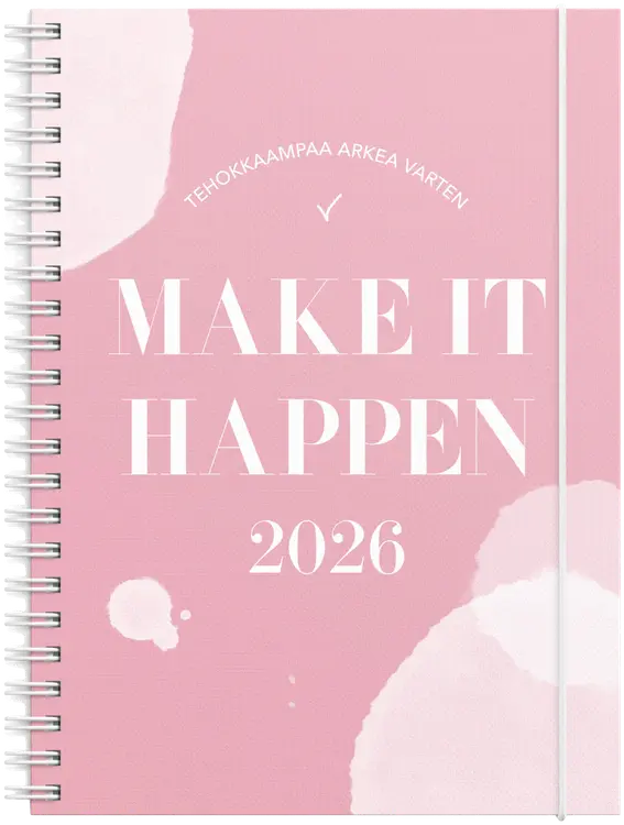 Burde Kalenteri 2026 Make It Happen roosa