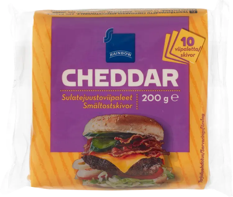 Rainbow Cheddar sulatejuustoviipaleet 200g