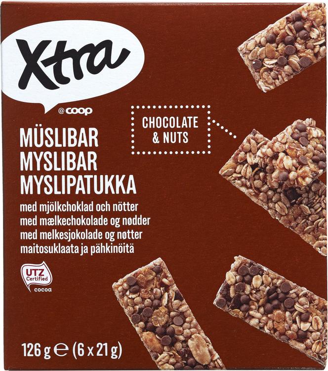 Xtra 126g myslipatukka suklaa 6 kpl