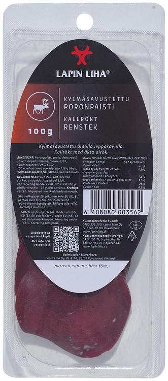 Lapin Liha Kylmäsavustettu poronpaisti 100g
