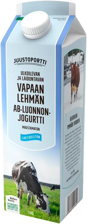 Juustoportti Vapaan lehmän AB-luonnonjogurtti 1 kg maustamaton laktoositon