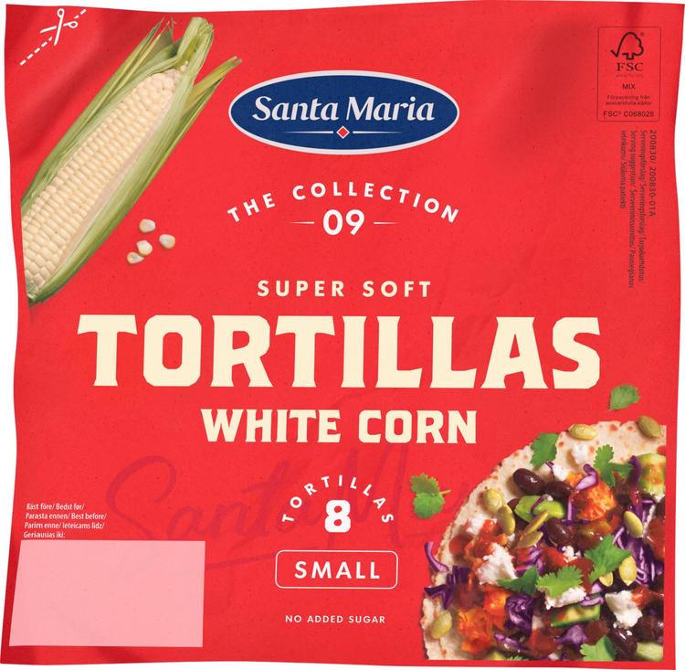 Santa Maria White Corn Tortilla small maissitortilla (8-pack) 208g