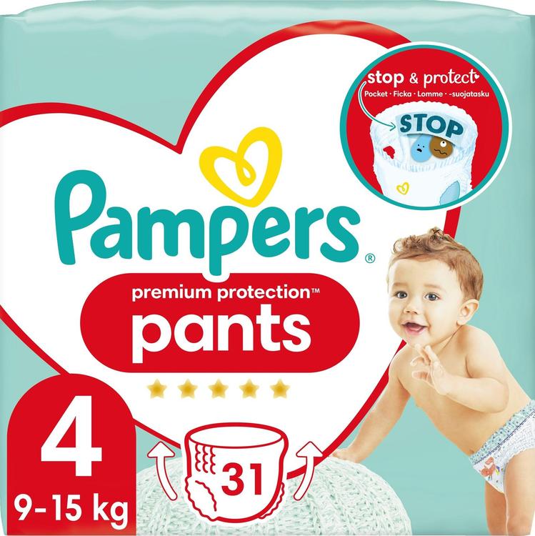 Pampers 31kpl Premium Protection Pants S4 9-15kg housuvaippa