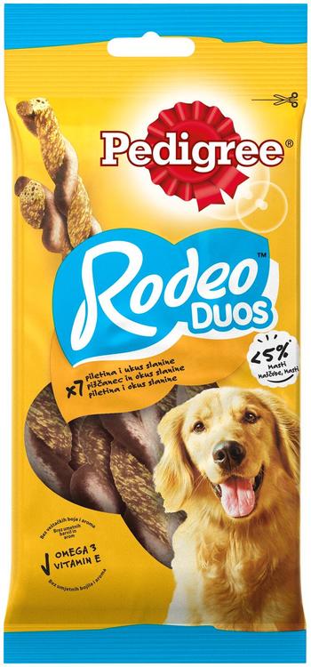 Koerte närimispulgad PEDIGREE Rodeo Duos, kana ja peekon 10tk