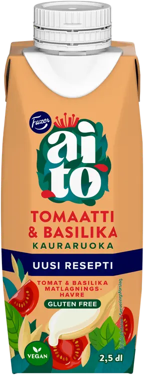 Fazer Aito Kauraruoka Tomaatti & Basilika,  gluteeniton kauravalmiste ruoanlaittoon 2,5dl