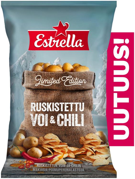 Estrella Winter ltd. 2023 Ruskistettu voi & Chili Sipsi 250g