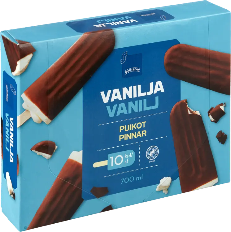 Rainbow 390g vaniljajäätelöpuikko 10kpl
