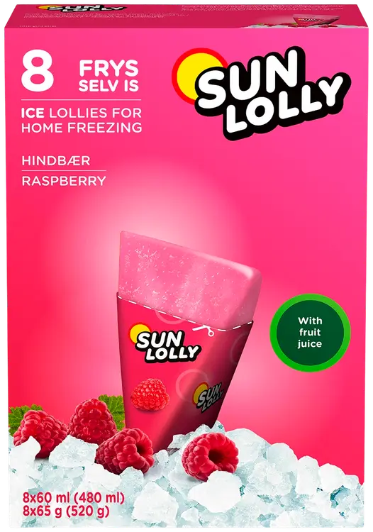 Sun Lolly 8x60ml/65g Pakasta itse mehujää Vadelma
