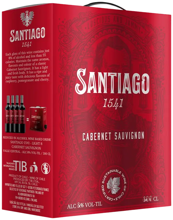 Santiago 1541 Cabernet Sauvignon 8 til- % 3 L BIB