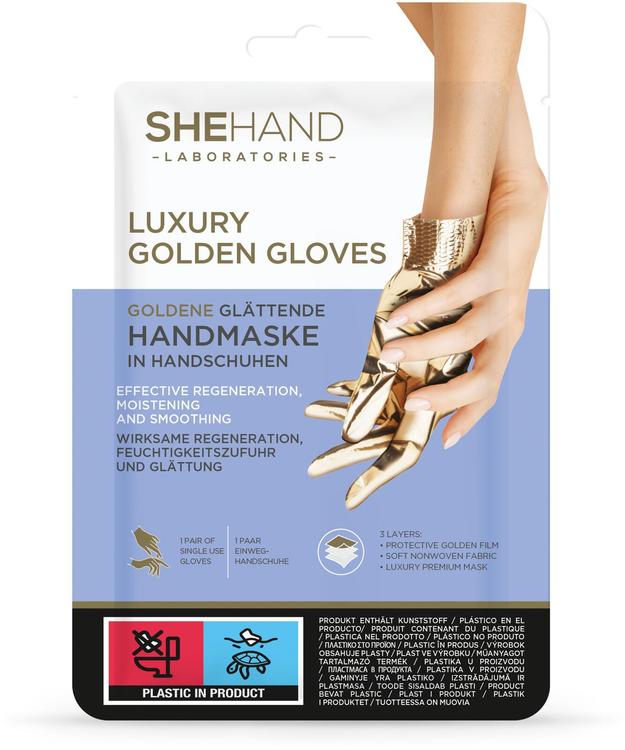 SheHand Luxury Golden Gloves käsinaamio kosteuttava, kaunistava ja silottava