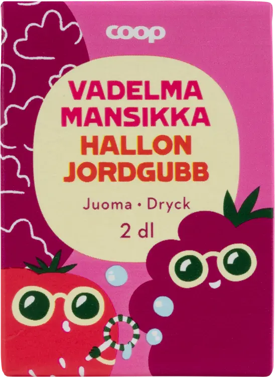 Coop vadelma-mansikka juoma 2dl