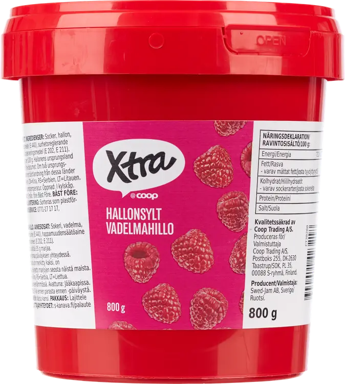 Xtra vadelmahillo 800 g
