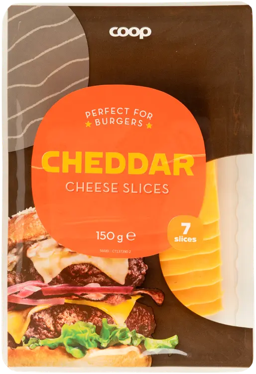 Coop cheddar burgerjuustoviipale 150 g
