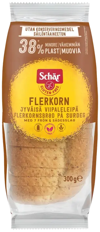 Schär 300g Flerkorn Jyväisä viipaleleipä gluteeniton