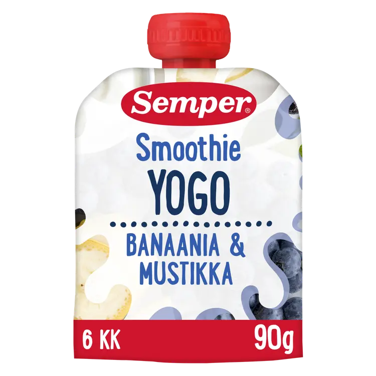 Semper Yogo Smoothie Banaani & mustikka 6kk jogurtti-hedelmäsose 90g