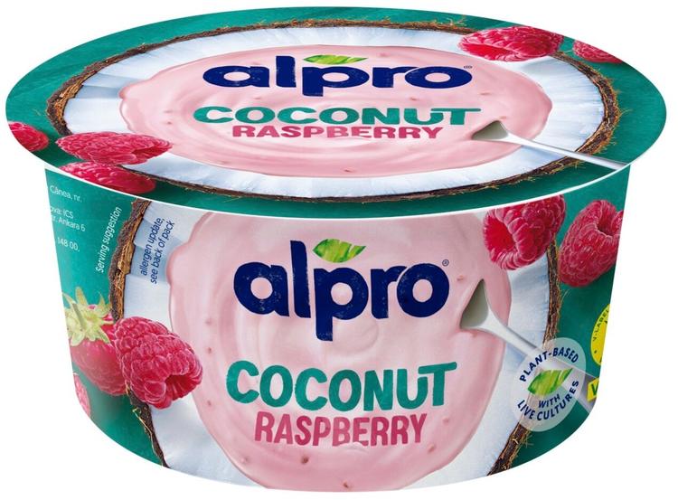 Alpro Hapatettu kookosvalmiste vadelmalla 120g