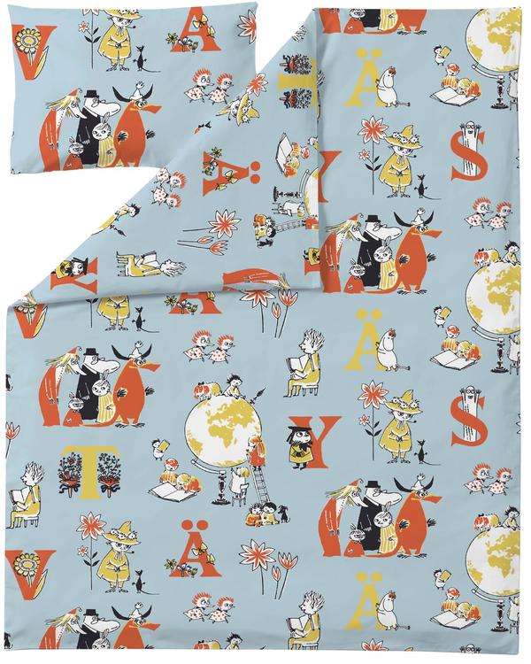 Finlayson pussilakanasetti ABC Muumiystävät aqua/oranssi/keltainen 120x160+40x60cm