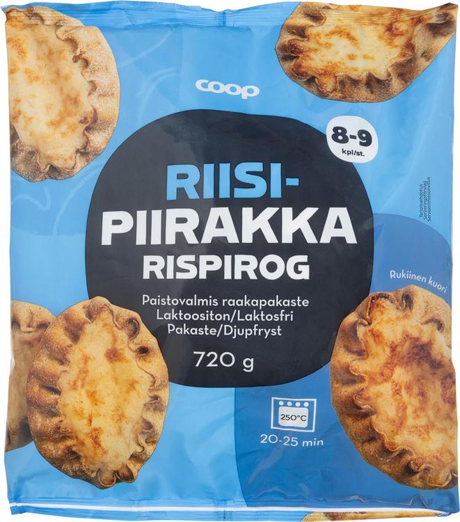 Coop riisipiirakka 8–9 kpl 720 g pakaste