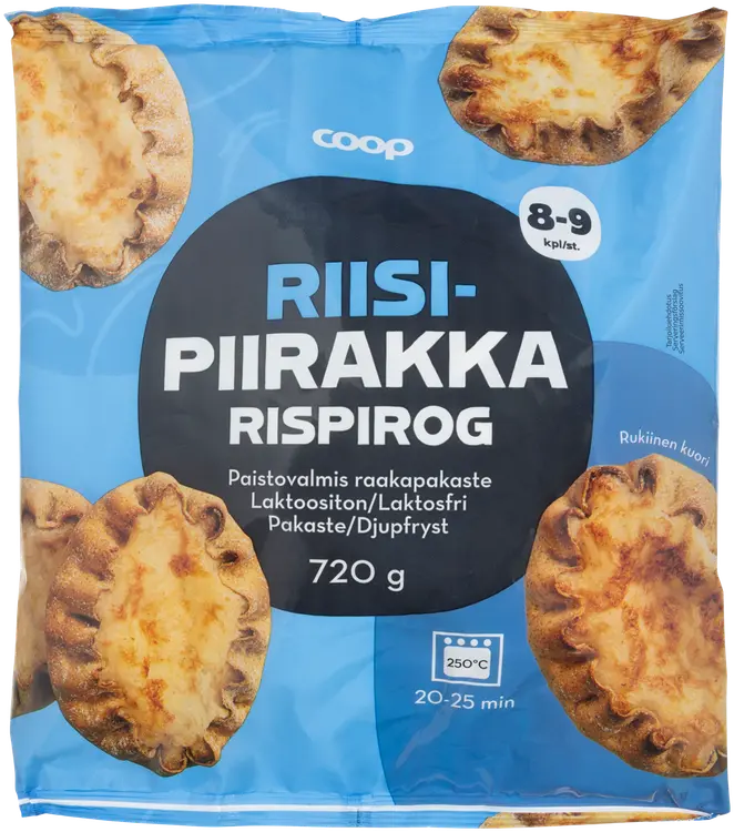 Coop riisipiirakka 8–9 kpl 720 g pakaste