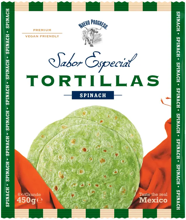 Nuevo Progreso Tortilla Pinaatti 6kpl iso 450g