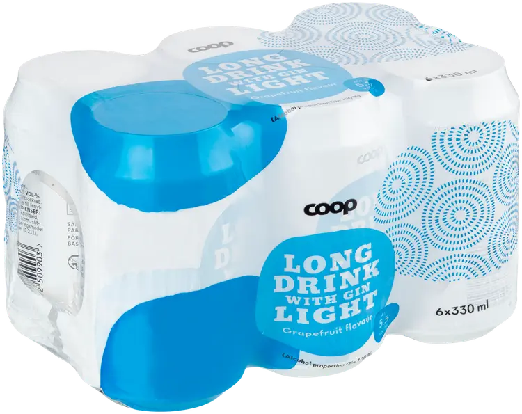 6 x Coop Grapefruit long drink light 5,5% 0,33 l tlk