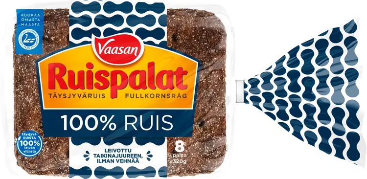 Vaasan Ruispalat 100% Ruis 320g 8kpl täysjyväruisleipä