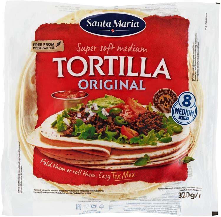 Santa Maria 320g Tex Mex Original vehnätortilla pehmeä 8kpl
