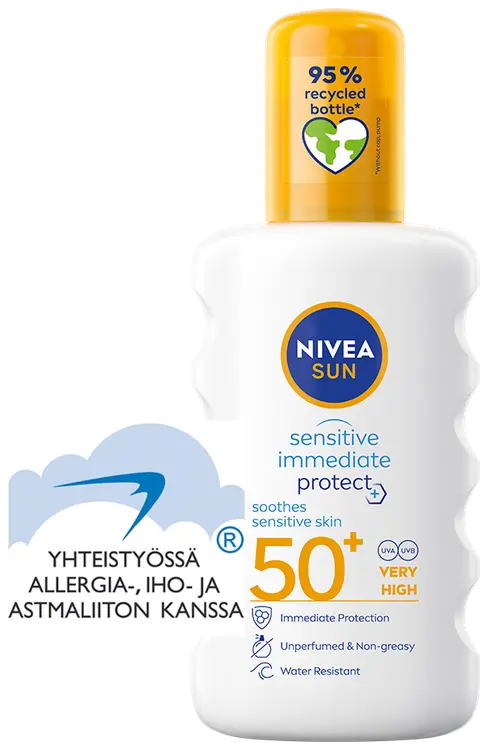 NIVEA SUN 200ml Sensitive Immediate Protect Soothing Sun Spray SK50+ -aurinkosuojasuihke