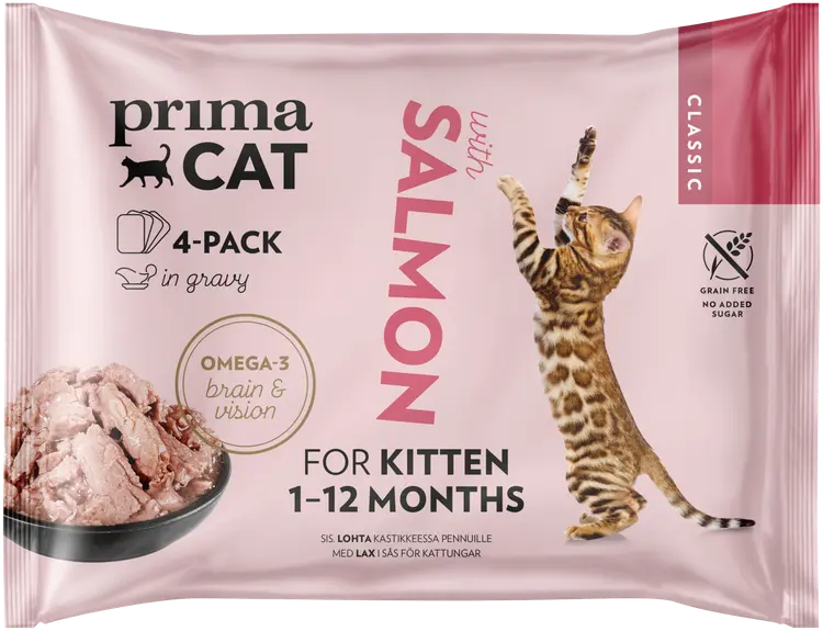 PrimaCat Classic Lohta kastikkeessa pennuille 4 x 85 g