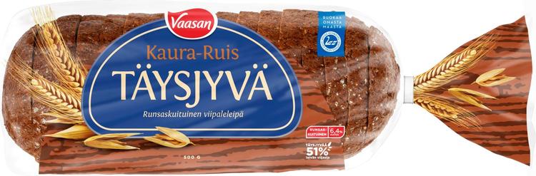 Vaasan Täysjyvä kaura-ruis 500 g viipaleet