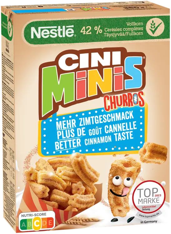 Nestlé CINI MINIS Churros 360g kanelinmakuisia täysjyvävehnä-riisimuroja sekä 5 vitamiinia ja rautaa