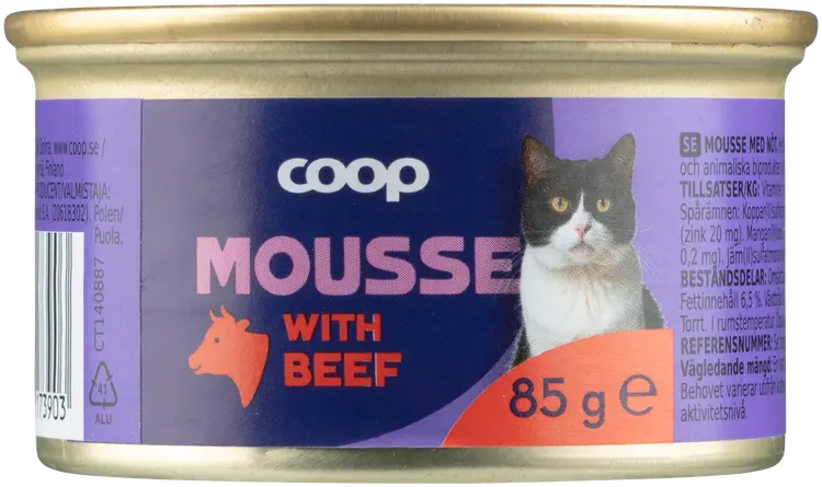 Coop nautaa sisältävä mousse täysikasvuisille kissoille 85 g