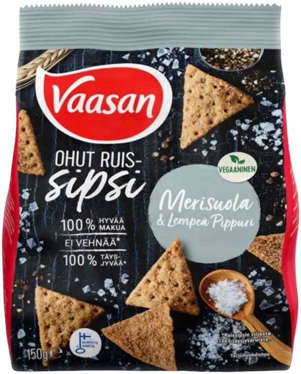 Vaasan Ruissipsi Merisuola & Lempeä pippuri 150g