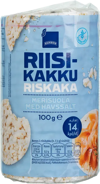 Rainbow 100g riisikakku merisuola gluteeniton