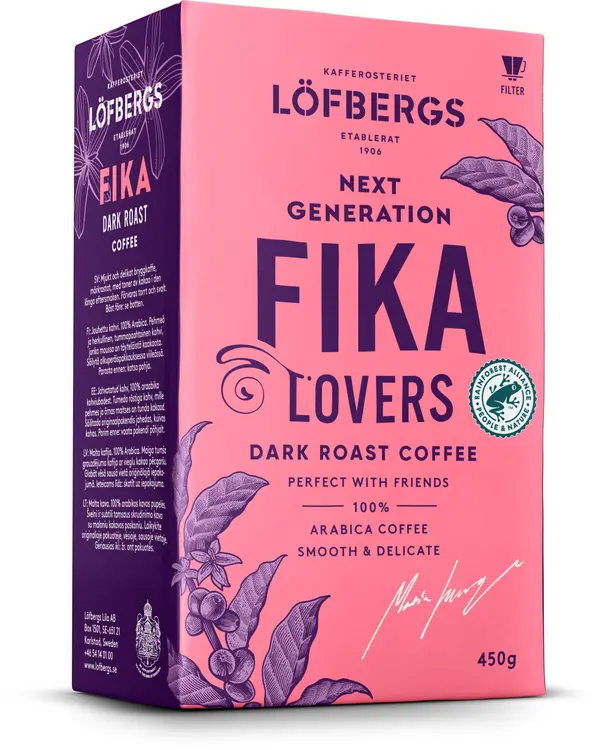 Löfbergs Next Generation Coffee Lovers Fika Dark Roast suodatinkahvi 450 g Rainforest Alliance