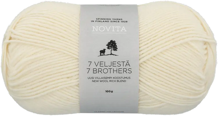 Novita lanka 7 Veljestä 100 g luonnonvalk. 010