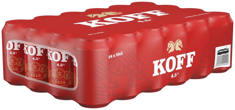 24-pack KOFF Lager olut 4,5 % tölkki 0,33 L
