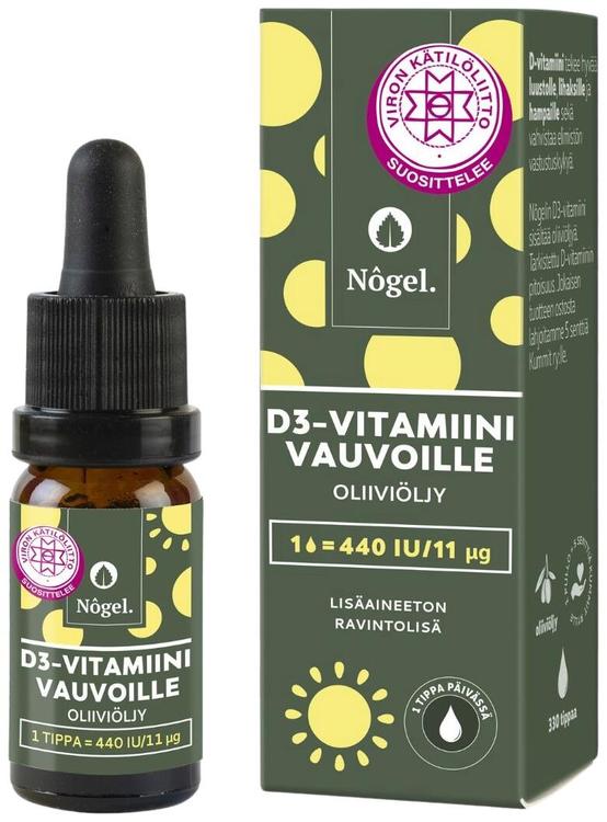 Nogel D3-tipat vauvoille ja lapsille, oliiviöljy, 440 IU, 10 ml